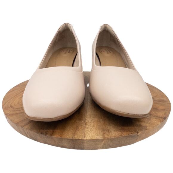 Clarks Cosmo Step Blush Pink Leather Pumps Low Heels Women's Size 9.5 - Picture 5 of 7